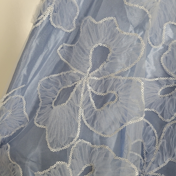 Say Yes Junior's Sequin-And-Lace Strappy Ball Gown in Sky Blue - Picture 6 of 14